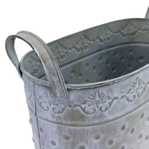 Floristik24 Gėlių vazonas ovalus su rankenomis Jardiniere metalinis 24/19/14cm 3vnt