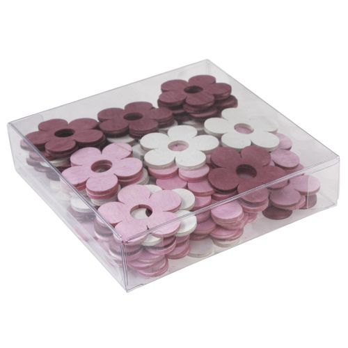 daiktų Taškinė apdaila medinės gėlės stalo puošmena rožinė violetinė balta Ø4cm 72 vnt