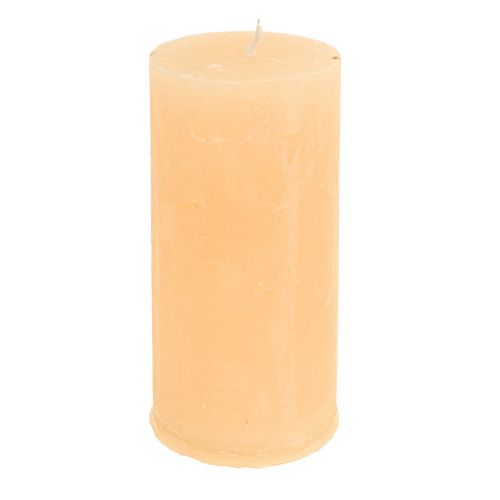 Floristik24 Vienspalvės žvakės šviesūs abrikosiniai stulpeliai 50×100mm 4vnt