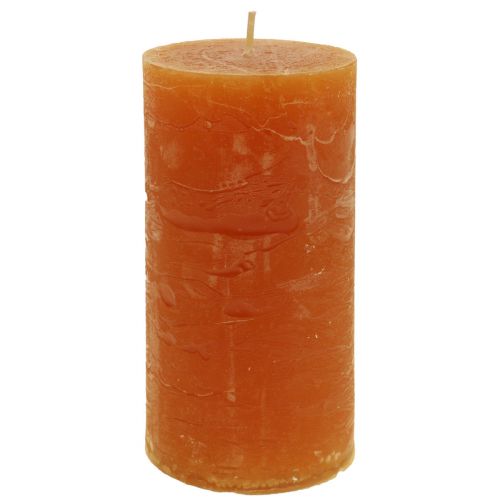 daiktų Stulpinės žvakės tamsiai oranžinės permatomos spalvos Sunset 50x100mm 4vnt