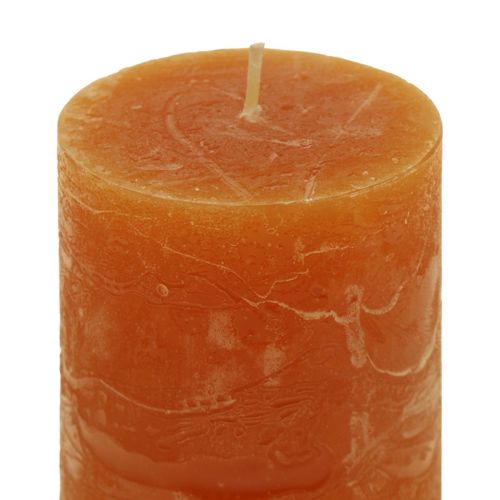daiktų Stulpinės žvakės tamsiai oranžinės permatomos spalvos Sunset 50x100mm 4vnt