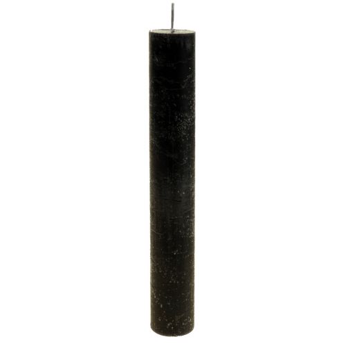Floristik24 Kūginės žvakės dažytos juodos spalvos žvakės 34×240mm 4 vnt