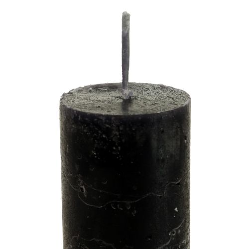 Floristik24 Kūginės žvakės dažytos juodos spalvos žvakės 34×240mm 4 vnt