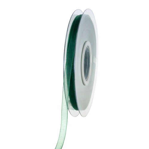 Organzos juostelė žalia dovanų juosta austa krašteliu eglės žalia 6mm 50m