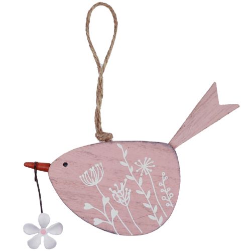 daiktų Dekoratyvinė paukščių spyruoklinė puošmena pakabinama puošmena medinė rožinė 15×8,5cm