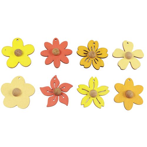 daiktų Medinės gėlės pakabinamos dekoracijos medinės vasaros dekoracijos geltonos 4,5cm 24vnt