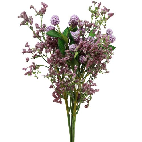 daiktų Dirbtinių gėlių puokštė šilko gėlės uogų šakelė violetinė 51cm