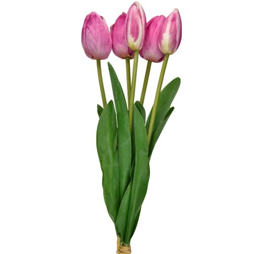 Floristik24 Rožinės tulpės Dekoracija Real Touch Dirbtinės gėlės Spyruoklė 49cm 5vnt