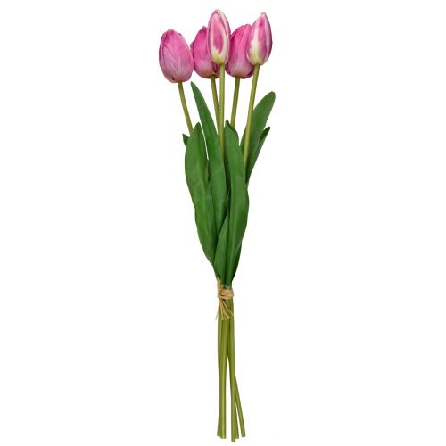 Floristik24 Rožinės tulpės Dekoracija Real Touch Dirbtinės gėlės Spyruoklė 49cm 5 vnt