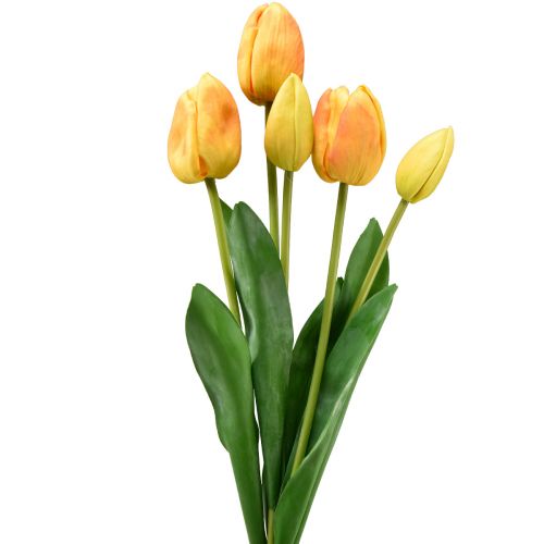 daiktų Oranžinės geltonos tulpės Dekoracija Real Touch Dirbtinės gėlės 49cm 5 vnt