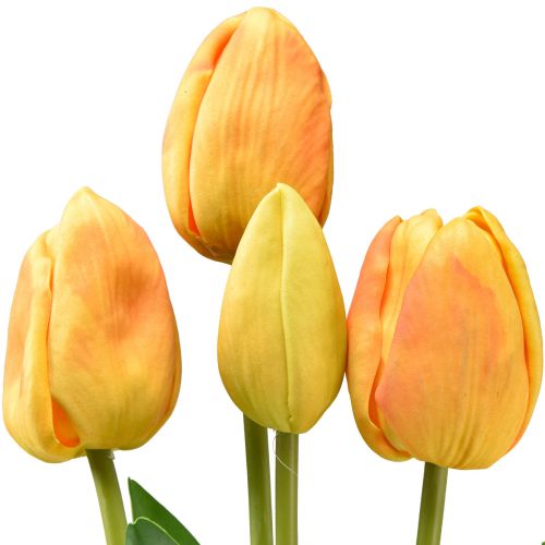 daiktų Oranžinės geltonos tulpės Dekoracija Real Touch Dirbtinės gėlės 49cm 5 vnt