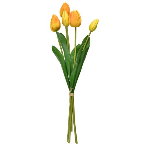 daiktų Oranžinės geltonos tulpės Dekoracija Real Touch Dirbtinės gėlės 49cm 5 vnt