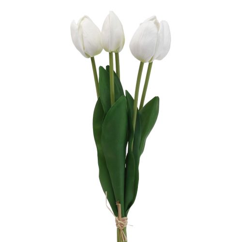 daiktų Baltos tulpės Dekoracija Real Touch Dirbtinės gėlės Pavasaris 49cm 5vnt