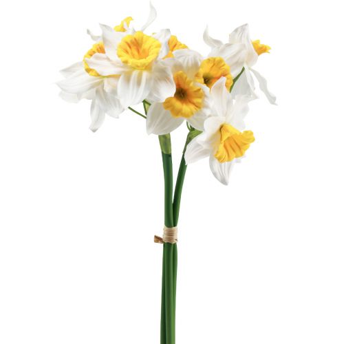 Dirbtiniai narcizai Baltos šilko gėlės Narcizai 40cm 3vnt