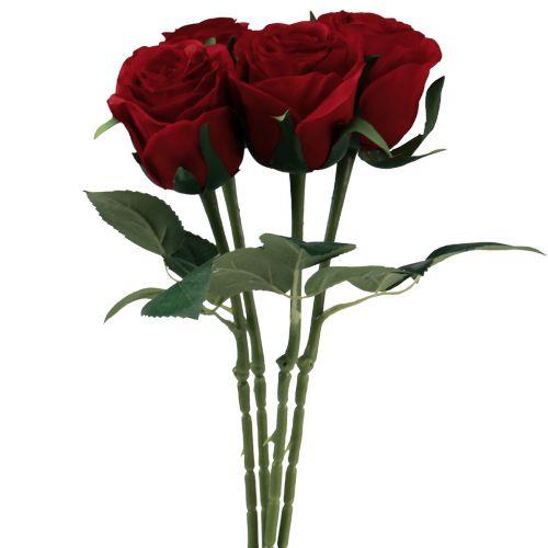 Dirbtinės Rožės Raudonos Dirbtinės Rožės Šilkinės Gėlės Raudonos 50cm 4vnt