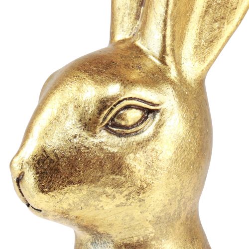 Floristik24 Dekoratyvinis Velykų zuikis Auksinis Velykų papuošimas Triušiui sėdintis Antikvarinis H36cm