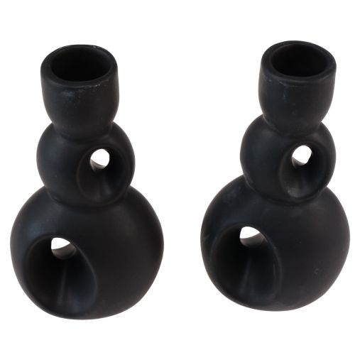 daiktų Žvakidės Keraminė Žvakidė Juoda Modern H16cm 2vnt