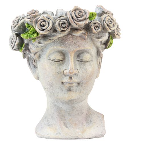 daiktų Gėlių vazono veidas moteriškas krūtinės augalo galvos betoninis vaizdas H18cm