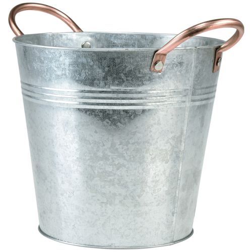 Floristik24 Gėlių vazonas su rankenomis kibiras metalinė apdaila Ø30cm H27,5cm
