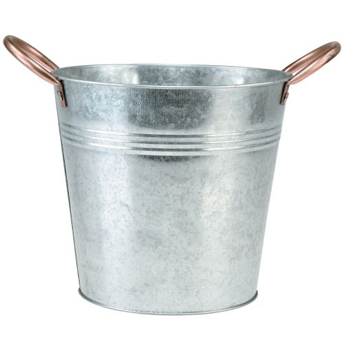 Floristik24 Gėlių vazonas su rankenomis metalinis kibiras sėjamoji Ø25cm H21cm