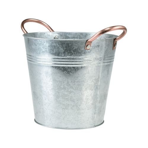 Floristik24 Gėlių vazonas su rankenomis metalinis dekoratyvinis kibiras Ø21cm H19,5cm