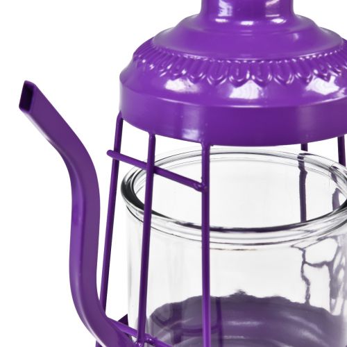 daiktų Žibintuvėlis stiklinis žibintuvėlis arbatinukas violetinis Ø15cm H26cm