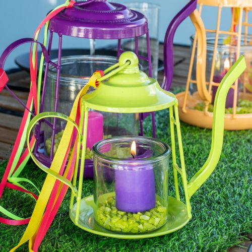 Floristik24 Žibintuvėlis stiklinis žibintuvėlis arbatinukas žalias Ø13cm H22cm