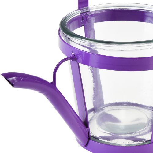 daiktų Žibinto stiklo dekoratyvinė laistytuvu metalinė violetinė Ø14cm H13cm