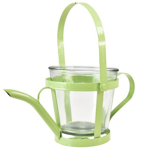Žibinto stiklo dekoratyvinė laistytuvu metalinė žalia Ø14cm H13cm