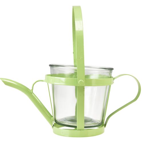 daiktų Žibinto stiklo dekoratyvinė laistytuvu metalinė žalia Ø14cm H13cm