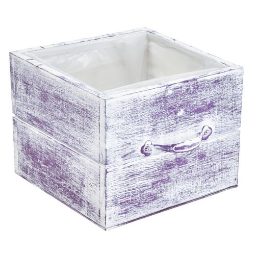 daiktų Augalų stalčius su rankena violetinės baltos medienos 12/15cm rinkinys 2