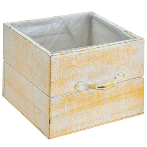 daiktų Augalų stalčius su rankena oranžinės baltos medienos 12/15cm rinkinys 2 vnt
