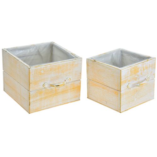 daiktų Augalų stalčius su rankena oranžinės baltos medienos 12/15cm rinkinys 2 vnt