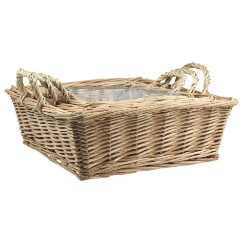 daiktų Augalų krepšelis stačiakampės pintos natūralios 39/33/27cm rinkinys iš 3