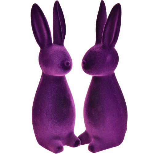 Floristik24 Velykų zuikis plūsta dekoratyvinės figūrėlės Velykos – 2 pasirinkimas – violetinė 8x10x29cm 2 vnt.