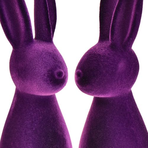 Floristik24 Velykų zuikis plūsta dekoratyvinės figūrėlės Velykos – 2 pasirinkimas – violetinė 8x10x29cm 2 vnt.