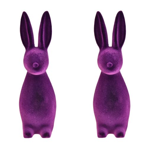 Floristik24 Velykų zuikis plūsta dekoratyvinės figūrėlės Velykos – 2 pasirinkimas – violetinė 8x10x29cm 2 vnt.