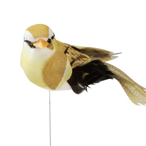 daiktų Plunksnų paukštis ant vielos dekoratyvinis paukštis su plunksnomis žalias 4cm 12vnt