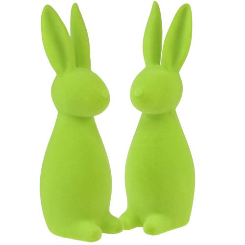 Floristik24 Flocked zuikiai obuolių žalia – 2 pasirinkimas – Velykų stalo puošmena 8×10×29cm 2 vnt.