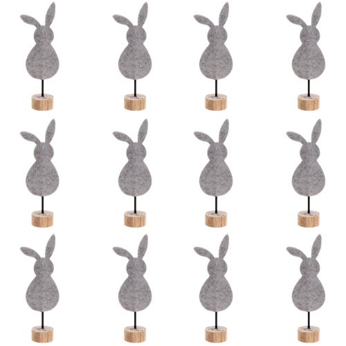 daiktų Stovas stalo dekoravimas Velykų zuikio dekoravimas veltinis pilkas 19cm 12 vnt