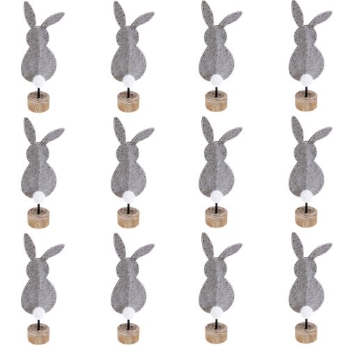 daiktų Stovas stalo dekoravimas Velykų zuikio dekoravimas veltinis pilkas 19cm 12 vnt