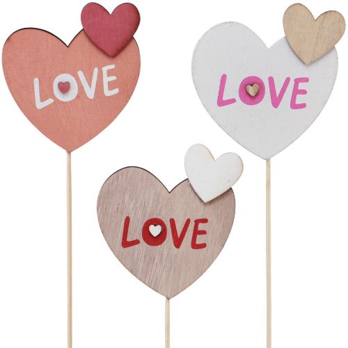 daiktų Gėlių kamštis iš medžio Love dekoratyvinis kamštis 8×7,5cm 12 vnt