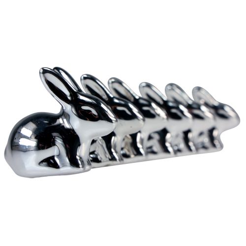 daiktų Velykiniai zuikiai keraminiai sėdimi metaliniai atrodo sidabriniai 5,5cm 6vnt