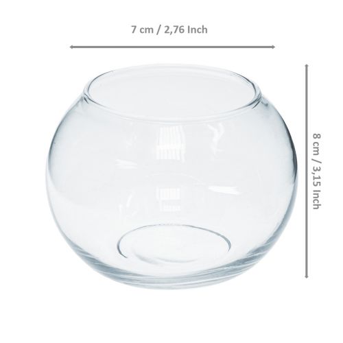 daiktų Rutulinė vaza Stiklas Mini Vaza Apvali Stiklo Dekoracija H8cm Ø7cm