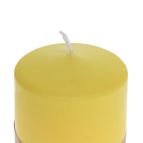 Floristik24 Stulpinė žvakė geltona citrininė Wenzel žvakės PURE žvakės 90×70mm