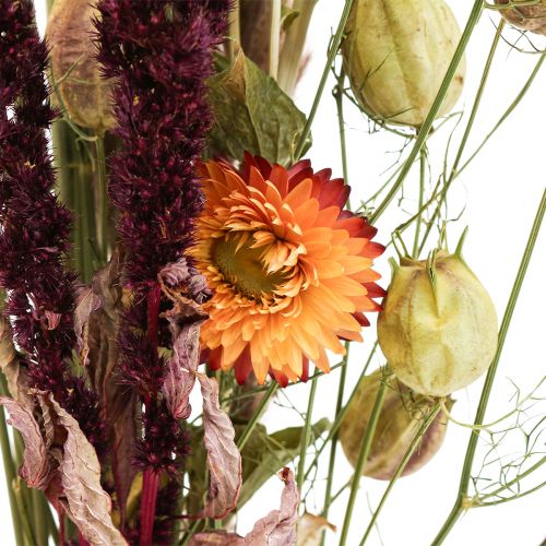 Džiovintų gėlių puokštė šiaudų gėlių oranžinė violetinė 55cm 70g