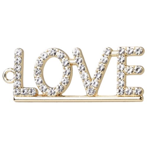 daiktų Valentino dienos dekoratyvinis pakabukas Love metalinis sidabras 4cm 12vnt