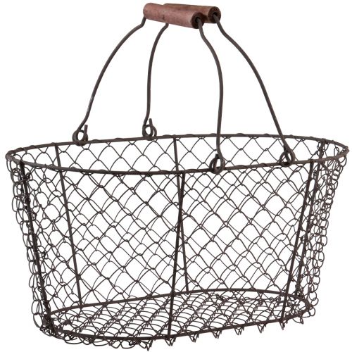 Vielinis krepšelis tinklelis krepšys metalinis krepšelis rūdžių rankena medis L30cm