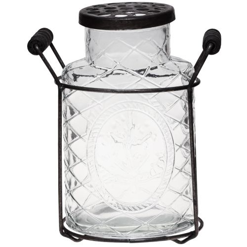 Stiklinė vaza su dangteliu, uždedamas pagalbinis butelis 16,5 × 8,5 × 18,5 cm