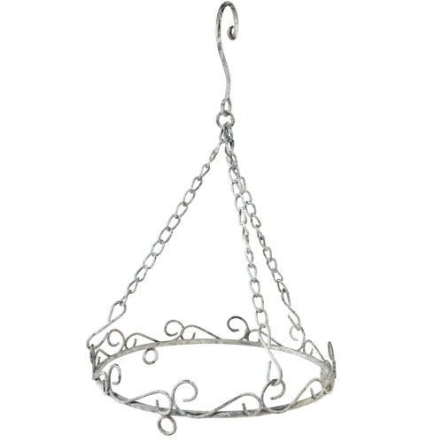 Pakabinama apdaila metalo apdaila pilka balta vintažinė Ø20cm H30cm
